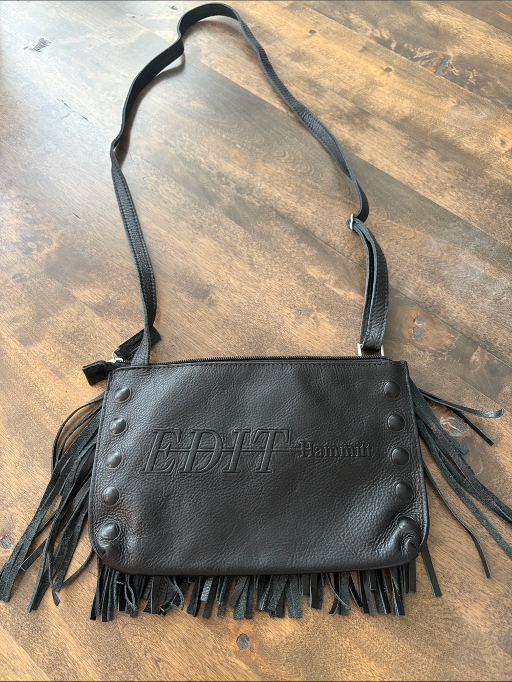 Hammitt EDIT Black Leather Fringe Crossbody